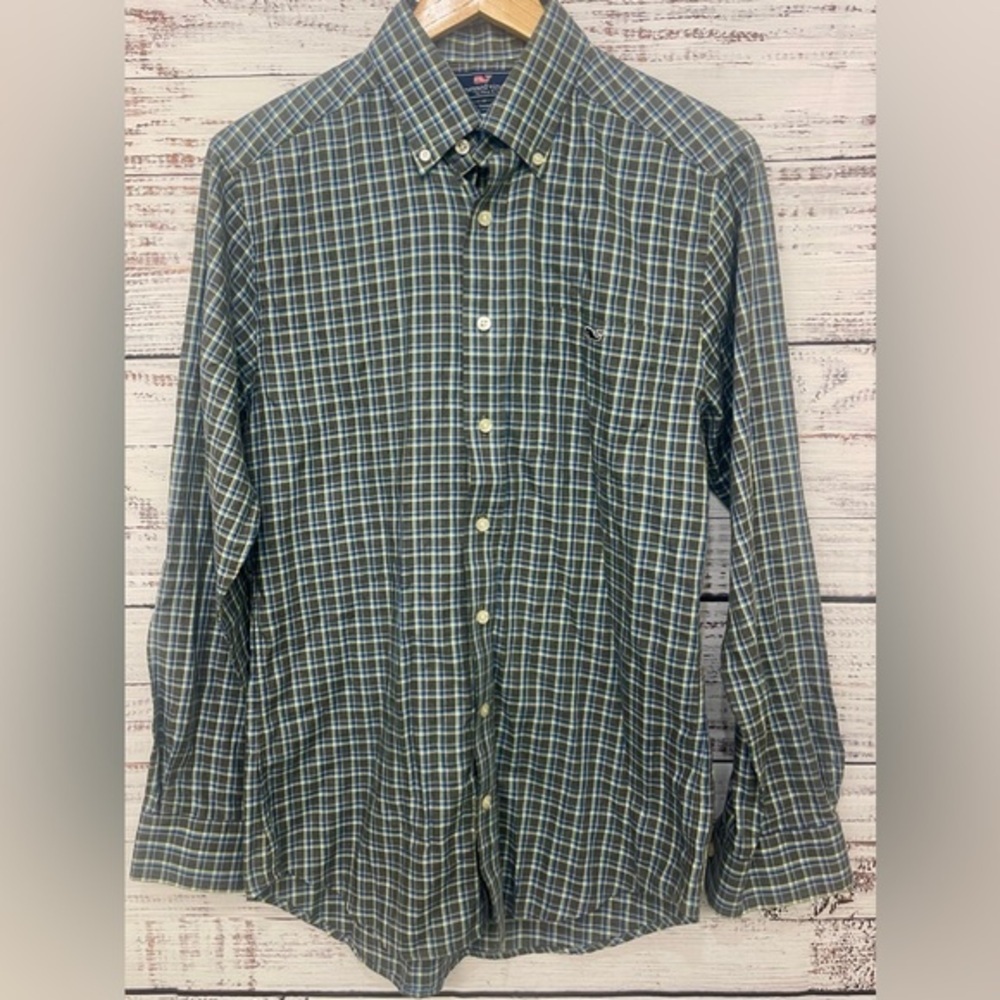 Vineyard Vines Performance Slim Fit Tucker Plaid Button Down Flannel Shirt Small